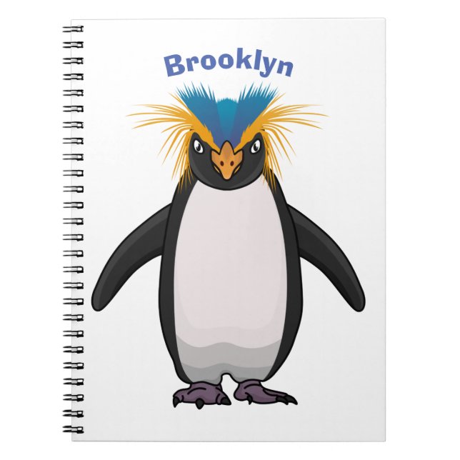 Cute macaroni penguin cartoon illustration notebook (Front)
