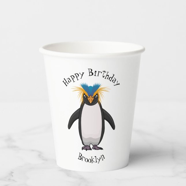 Cute macaroni penguin cartoon illustration paper cups (Front)