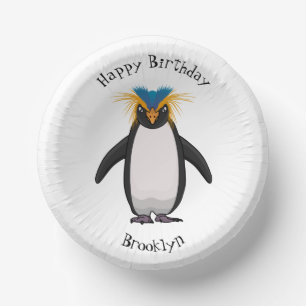 Cute macaroni penguin cartoon illustration paper plate