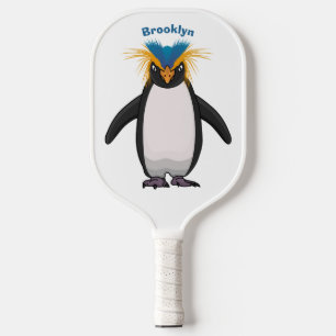 Cute macaroni penguin cartoon illustration  pickleball paddle