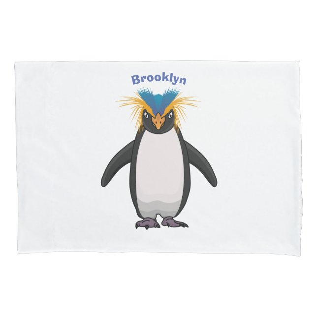 Cute macaroni penguin cartoon illustration pillowcase (Front)