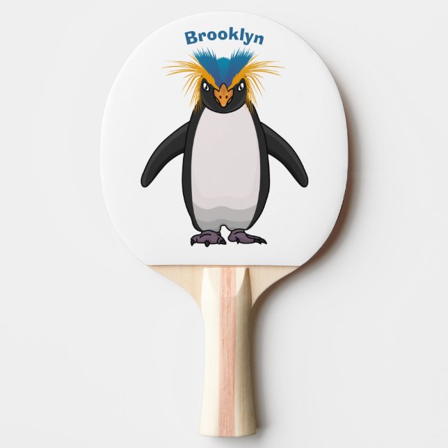 Cute macaroni penguin cartoon illustration ping pong paddle (Front)