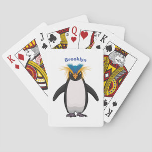 Cute macaroni penguin cartoon illustration playing cards