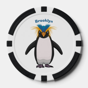 Cute macaroni penguin cartoon illustration poker chips