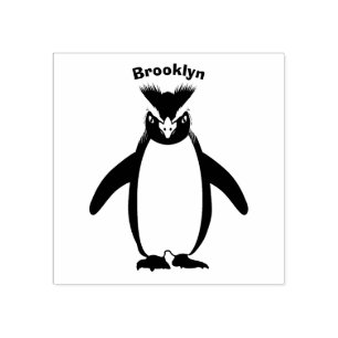 Cute macaroni penguin cartoon illustration rubber stamp