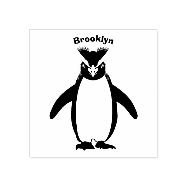 Cute macaroni penguin cartoon illustration rubber stamp (Imprint)