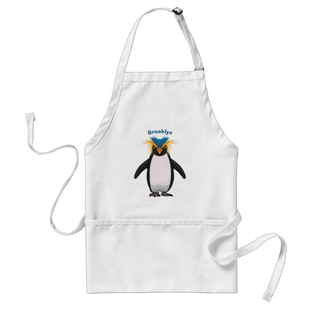 Cute macaroni penguin cartoon illustration  standard apron (Front)