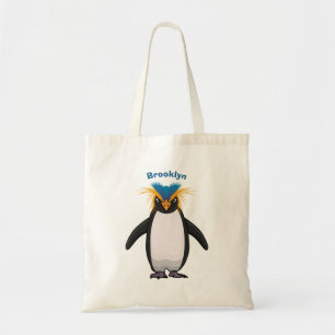 Cute macaroni penguin cartoon illustration tote bag