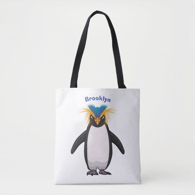 Cute macaroni penguin cartoon illustration tote bag (Front)