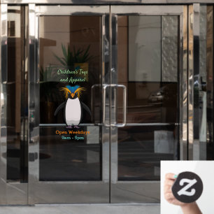 Cute macaroni penguin cartoon illustration window cling