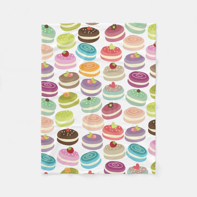 Cute Macarons Pattern Fleece Blanket (Front)