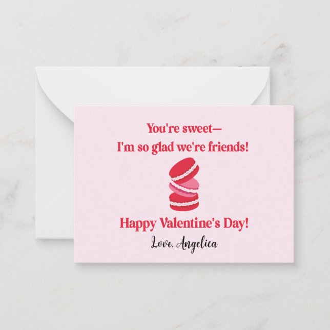 Cute Macarons Valentines Day Classroom Card (Front)