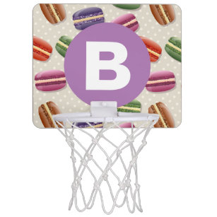 Cute Macaroon Pattern Dotty Purple Monogram Mini Basketball Hoop