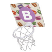 Cute Macaroon Pattern Dotty Purple Monogram Mini Basketball Hoop (Above)