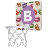 Cute Macaroon Pattern Dotty Purple Monogram Mini Basketball Hoop (Left)