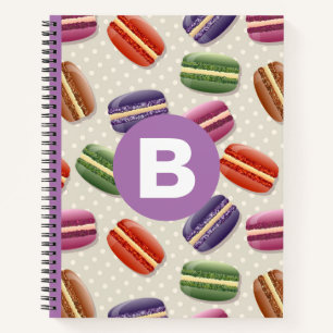 Cute Macaroon Pattern Dotty Purple Monogram Notebook