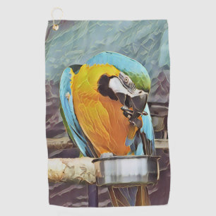 CUTE MACAW GOLF TOWEL
