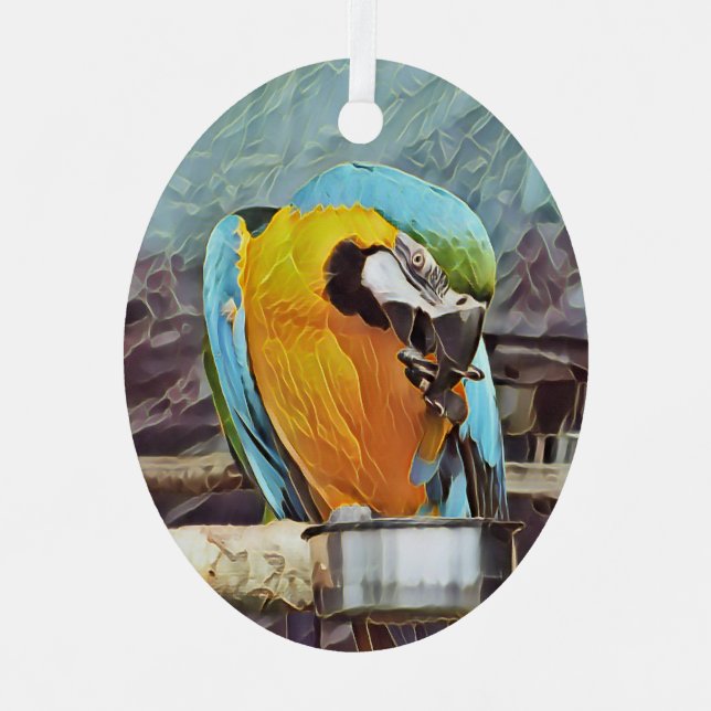 CUTE MACAW METAL TREE DECORATION (Front)
