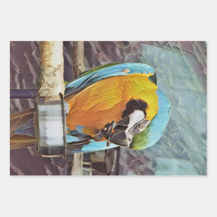 CUTE MACAW WRAPPING PAPER SHEET