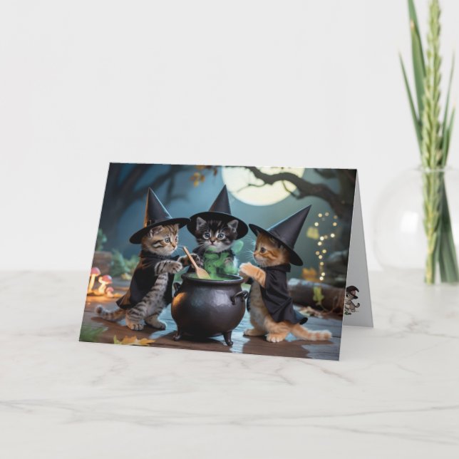 Cute Macbeth Cat Halloween Card (Front)