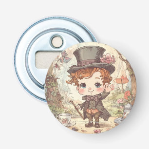 Cute Mad Hatter Whimsical Wonderland Woodland Art Bottle Opener