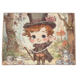 Cute Mad Hatter Whimsical Wonderland Woodland Art Large Gift Bag