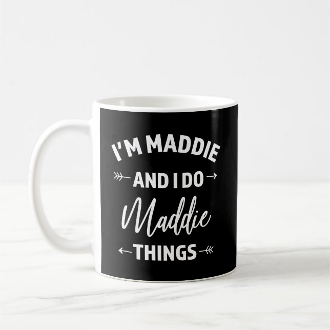 Cute Maddie Things Personalised Name Gifts Coffee Mug (Left)
