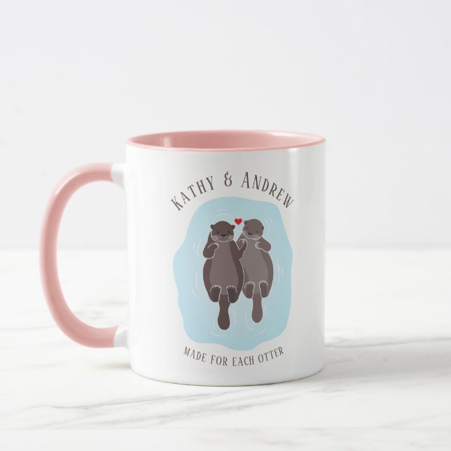 Cute Made for Each Otter Him Her Romantic Couple M Mug (Left)