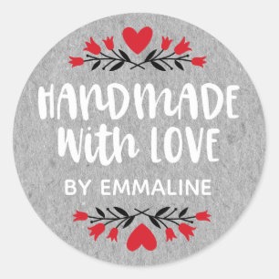 Cute Made With Love Rustic Classic Round Sticker