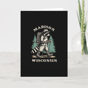 Cute Madison Wisconsin Hiking Trail Adventure Racc Card