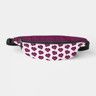 Cute Magenta Dark Pink Gemstone Heart pattern Bum Bags