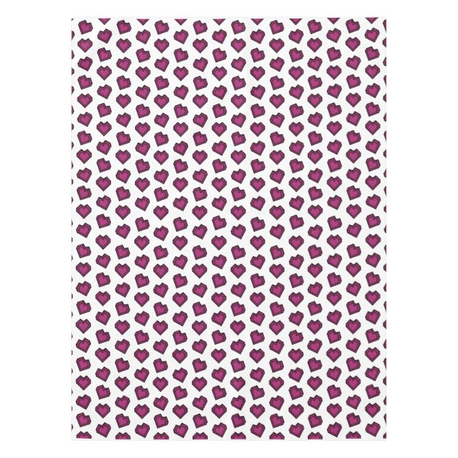 Cute Magenta Dark Pink Gemstone Heart pattern Tablecloth (Front)