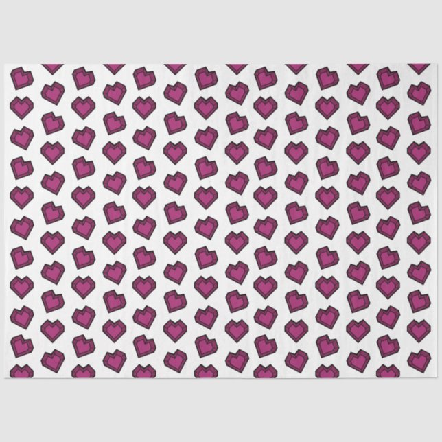 Cute Magenta Dark Pink Gemstone Heart pattern Tissue Paper (Front)