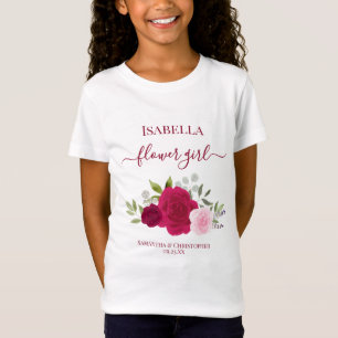 Cute Magenta Pink Roses Flower Girl Gift Wedding T-Shirt
