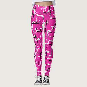CUTE Magenta Purple Pink Black White Chic Pattern Leggings