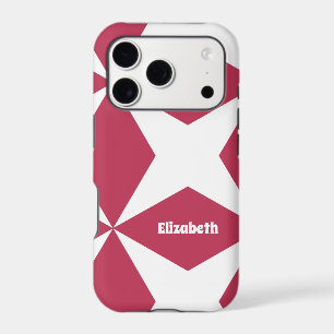 Cute Magenta Red White Retro Pattern Custom Name