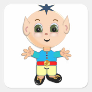 Cute magic elf square sticker