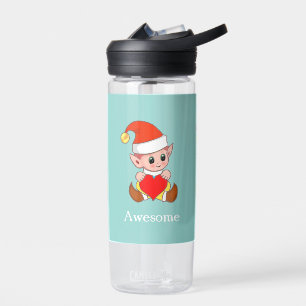 Cute Magic Elf with Heart on Light Blue Water Bottle