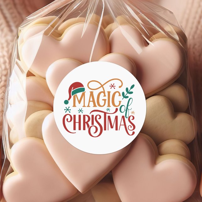 Cute 'Magic of Christmas'  Classic Round Sticker (Creator Uploaded)