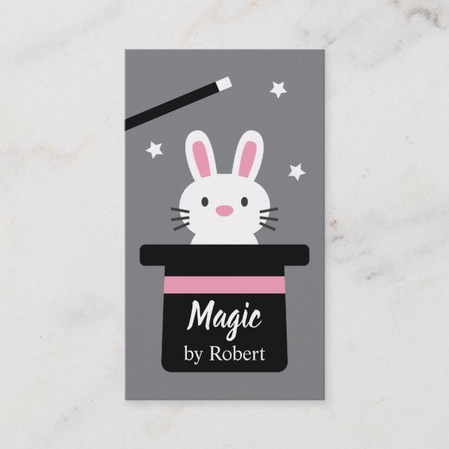 Cute Magic Rabbit From Top Hat Business Card (Front)