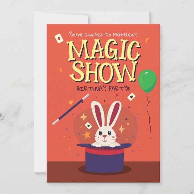 Cute Magic Show Birthday Party Invitation (Front)