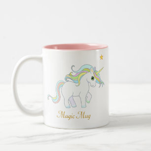 Cute Magic Unicorn and Star Two-Tone Coffee Mug