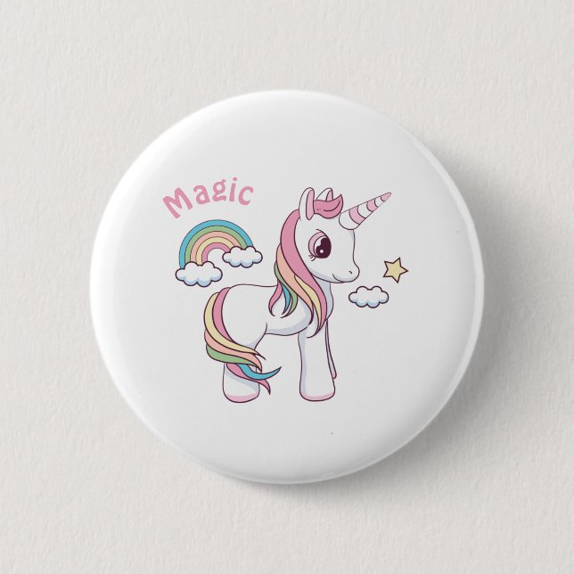 Cute Magic unicorn button (Front)