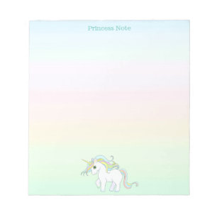 Cute Magic Unicorn on Pastel Colours Notepad