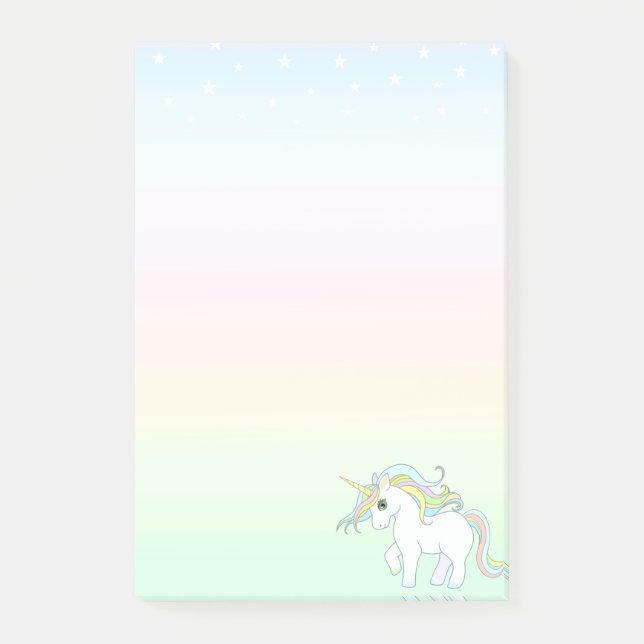 Cute Magic Unicorn on Pastel Colours Post-it Notes (Front)