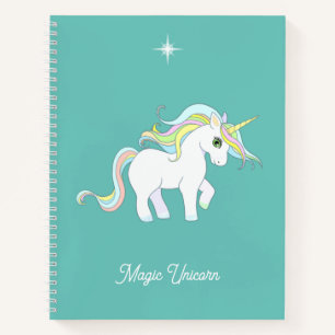 Cute Magic Unicorn on Teal Notebook