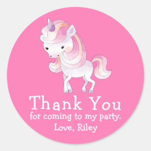 Cute Magic Unicorn Thank You Classic Round Sticker