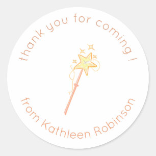 Cute Magic Wand Thank You Classic Round Sticker