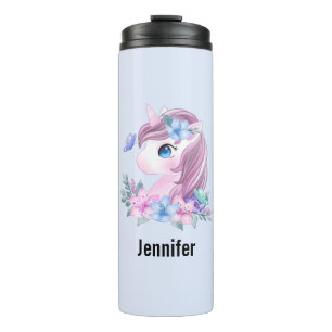 Cute & Magical Baby Unicorn in Watercolor Stainles Thermal Tumbler