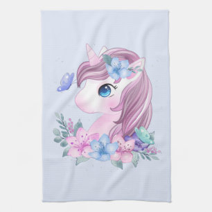 Cute & Magical Baby Unicorn Watercolor Tea Towel